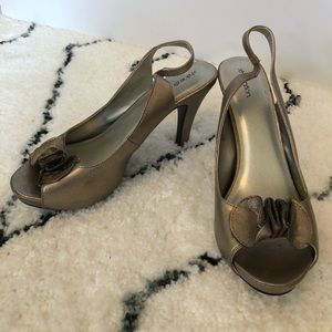Pewter peep toe heels by Xhilaration